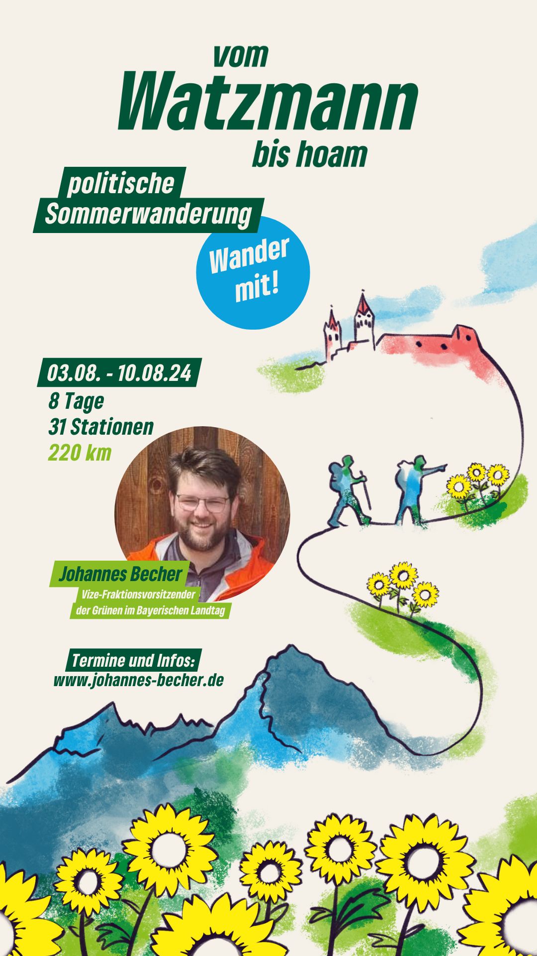 Johannes Becher (MdL) auf Sommerwanderung durch den Landkreis